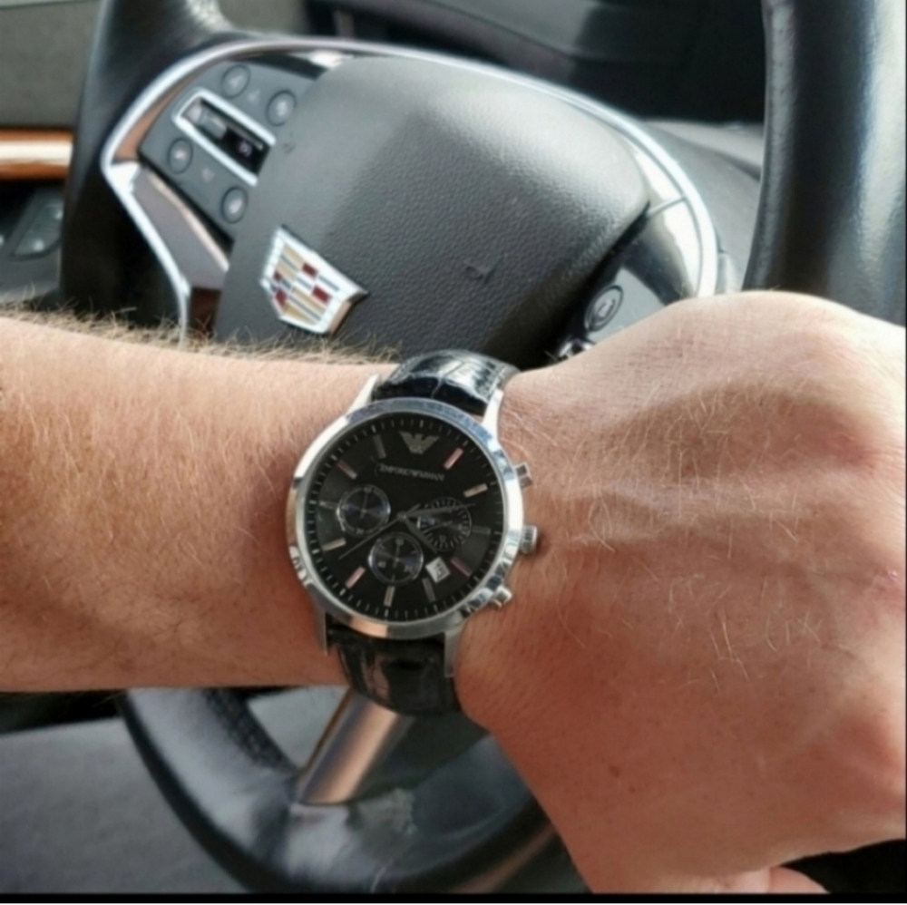 Emporio Armani Black Leather Watch